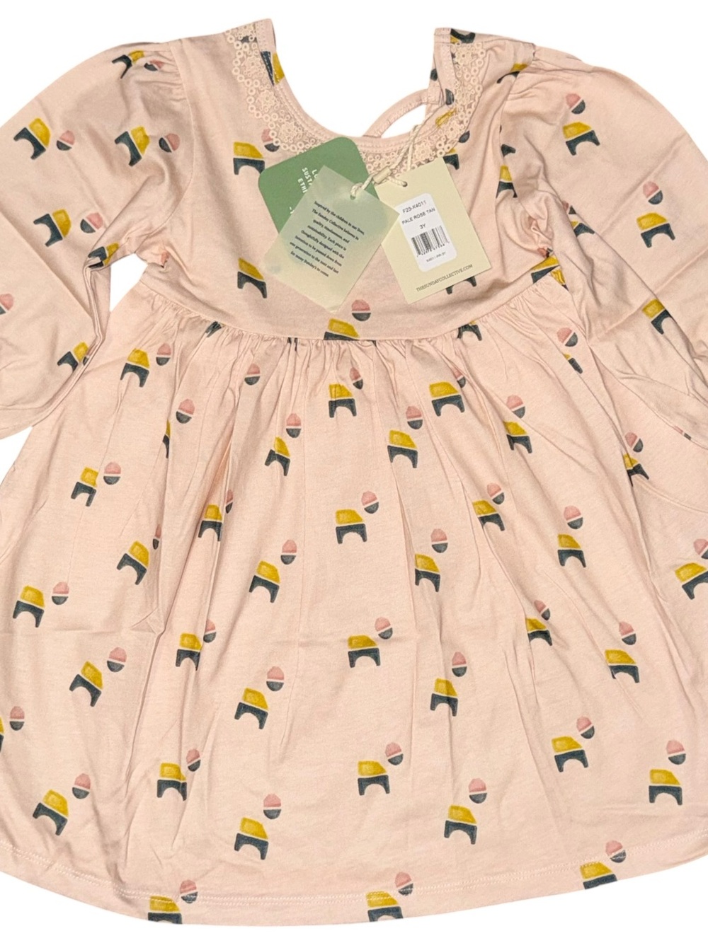 The Sunday Collective Toddler Girls' Pink Print Long Sleeve Dress